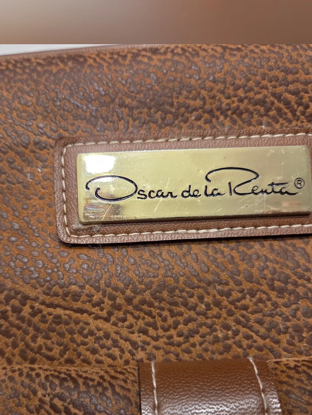 Vintage Oscar De La Renta Leather Folding Garment Bag / Suit Travel Bag
